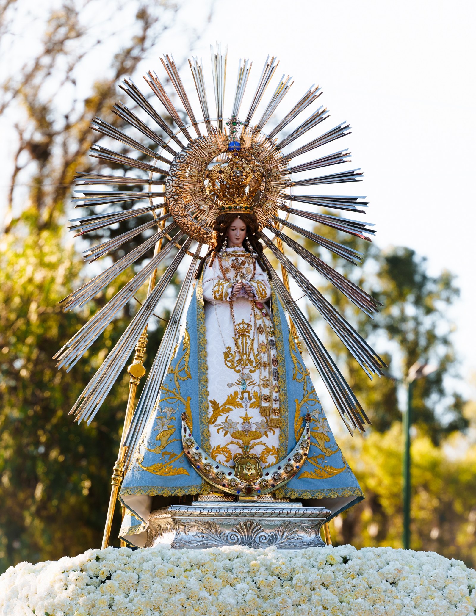 La Virgen en su trono de claveles. 